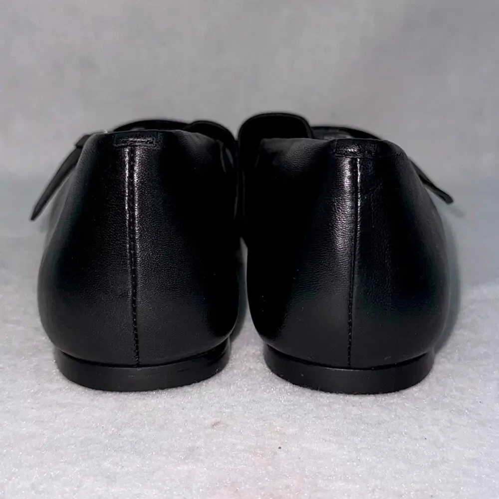 Topshop Cyndi Leather Square Toe Ballet Flats Shoes with Buckle Black size 8.5